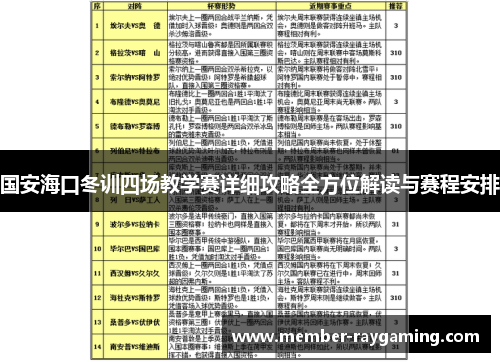国安海口冬训四场教学赛详细攻略全方位解读与赛程安排