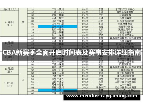CBA新赛季全面开启时间表及赛事安排详细指南